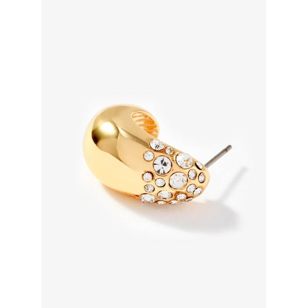 Mint Velvet Gold Tone Pave Curved Earrings